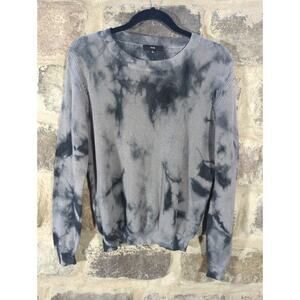 Fate Sweater Crew Neck Distressed Gray Cable Knit Woman's‎ Large Ink Blot Gothic